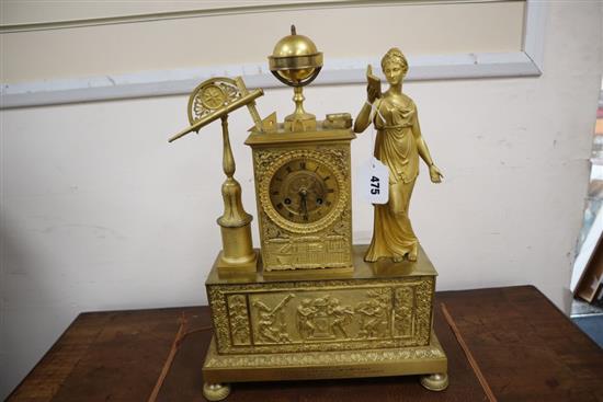 An Empire style ormolu clock, width 34cm height 47cm